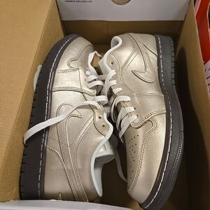 Gold Sneakers with White Laces